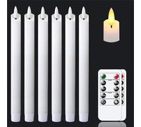 salipt Velas LED Largas Sin Llama, Velas a Pilas, Decorativas y Seguras para Fiesta, Navidad, Boda, Hogar e Iglesia, Blanco, Pack de 6