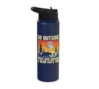 Salir al exterior en el peor de los casos Un oso te come divertido senderismo camping Stainless Steel Insulated Water Bottle