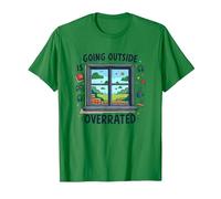 Salir Fuera está sobrevalorado Gamer Homebody Art Camiseta, Hombre, Verde Kelly, S