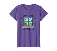 Salir Fuera está sobrevalorado Gamer Homebody Art Camiseta, Mujer, Morado Jaspeado, 3XL