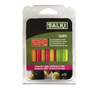 SALKI | Barras de Cola Termofusible para Decoración y Hobby | Silicona Caliente | 22 Unidades | 8x95mm | 3 Colores Fluor