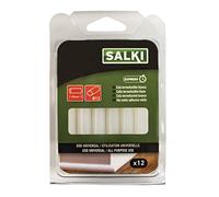 SALKI Barras de Cola Termofusible Uso universal - Silicona Caliente de 12 Unidades, 12mm Diámetro, 95mm largo de color Blanco