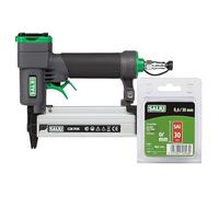 Salki Clavadora neumática CSK P06 + 3000 clavos de pino 0,6 x 30 mm | Pistola de clavos de aire comprimido | Grapadora profesional para trabajos de carpintería