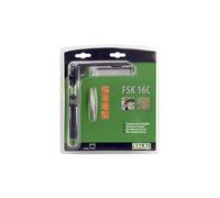 SALKI Grapadora de Cercas FSK16C con Cargador - Para Vallas y Mallas, con Cortador de Alambre de hasta 3 mm, Compatible con Grapas Anilladas Ω16