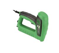 SALKI Grapadora Manual Eléctrica E-TSK Dual - Clavadora de Doble Función, Compatible con Grapas nº 53 y Clavos Brad nº 8, Regulador de Fuerza, 20 Disparos por Minuto, Incluye Grapas y Clavos
