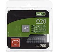 SALKI - Grapas para Cercas Ω20, Blíster de 200 Grapas Anilladas Galvanizadas, Diámetro 2mm, Color Acero