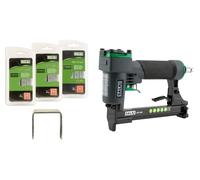 SALKI | Pack Grapadora CSK G80 + 3000 Grapas: 80-10mm | 80-12mm y 80-14mm | Pistola de grapas neumática para tapizados