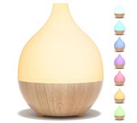 SALKING Difusor Aceites Esenciales 100ml, Humidificador Aceites Esenciales Ultrasónico para Aromaterapia, Difusor de Aromas 8 LED sin BPA, Apagado Automático, para Hogar y Oficina, Efecto Madera Clara