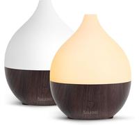 SALKING Difusor Aceites Esenciales Juego de 2, 100ml Humidificador Aceites Esenciales Ultrasónico sin BPA, Difusor de Aromas 8 LED, Apagado Automático, para Hogar y Oficina, Efecto Madera Negra