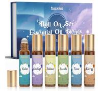 SALKING Juego de Aceites Esenciales en Roll-On, Aromaterapia Portátil, Aceites para Masaje y Bienestar - Relajación, Buena Noche, Equilibrio, Respiración, Energía, Concentración