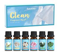 SALKING Limpios Aceites Esenciales para Humidificador, Aceites Aromáticos para Hacer Velas - Hierba de Limón, Algodón Fresco, Lino Fresco, Jabón de Flor de Cerezo, Aire Limpio, Aloe