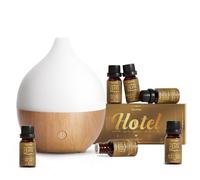 SALKING Set Difusor Aceites Esenciales con Aceites Aromáticos de Lujo Estilo Hotel, 100ml Humidificador Aceites Esenciales Ultrasónico Sin BPA, Difusor de Aromas 8 LED, para Hogar y Oficina, Blanco