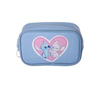 SALLY ROSE Angel and Stitch - Neceser con licencia oficial, pequeña bolsa de maquillaje, accesorios de Disney, bolsa de maquillaje azul para viajar, Angel and Stitch Blue