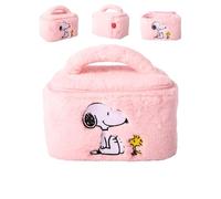 SALLY ROSE Bolsa de maquillaje esponjosa con licencia oficial, bonita bolsa de cosméticos con Snoopy, Stitch, Care Bear y Hello Kitty, snoopy