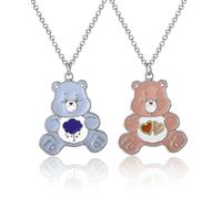 SALLY ROSE Care Bears BFF - Collar para 2 personas con licencia oficial de Grumpy Bear y Love-a-Lot Bear, collares de mejores amigos para 2