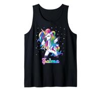 Salma Name Custom Rainbow Unicorn Dabbing Camiseta sin Mangas
