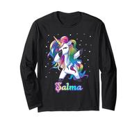 Salma Name Custom Rainbow Unicorn Dabbing Manga Larga