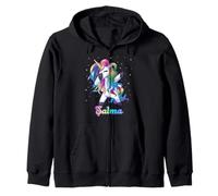 Salma Name Custom Rainbow Unicorn Dabbing Sudadera con Capucha