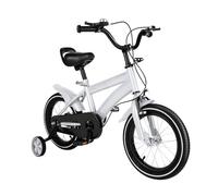 Salmeee Bicicleta infantil de 14 pulgadas con ruedas de apoyo, bicicletas deportivas para niños al aire libre, altura ajustable, bicicleta para niños de 3 a 6 años, ligero marco, cómodo viaje (Blanco)