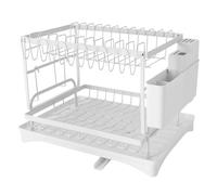 Salmeee - Escurreplatos de 2 niveles (42 * 30 * 29), escurreplatos para vajilla, secador de platos con soporte para utensilios y bandeja de goteo, escurreplatos con rejilla