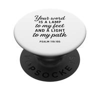 Salmo 119:105 Pies de lámpara Camino de luz Escritura Versículo bíblico Dios PopSockets PopGrip Adhesivo