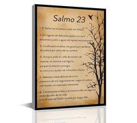 Salmo 23 En Español Para Pared - Bible Verse Wall Art in Spanish, Christian Scripture Psalm Canvas Print for Prayer Room, Ready to Hang(Framed,16x24inch(40x60cm))