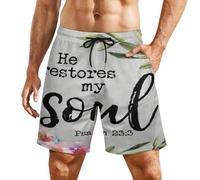 Salmo 233 Él restaura mi Alma. Pantalones Cortos de Playa de Malla para Hombre, de Secado rápido, Ligeros, Transpirables, Ideales para el Verano.