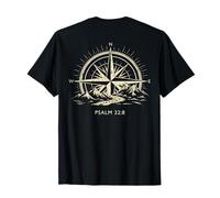 Salmo 32:8 Dios Cristiano guía Las montañas de la brújula en la Parte Posterior Camiseta