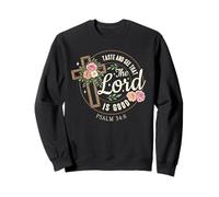 Salmo 34:8 El Señor es Bueno, Cruz Floral Versículo de la Biblia Sudadera
