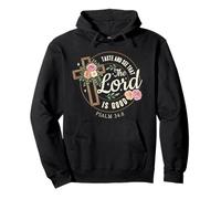 Salmo 34:8 El Señor es Bueno, Cruz Floral Versículo de la Biblia Sudadera con Capucha