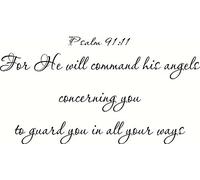 Salmo 91:11, arte de pared de vinilo, porque él mandará a sus ángeles que te cuiden en todos tus caminos