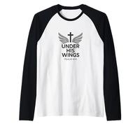 Salmo 91:4 Bajo sus alas Diseño moderno cristiano Camiseta Manga Raglan