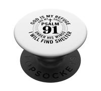 Salmo 91 Dios es mi Refugio Jesús Fe Cristiana PopSockets PopGrip Adhesivo
