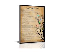 Salmo 91 En Español Canvas Wall Art Cuadros Cristianos Para Pared Framed Scripture Print Biblical Psalm 91 Christian Home Decor for Prayer Room Office Living Room(Unframed,08X12inch(20X30cm))