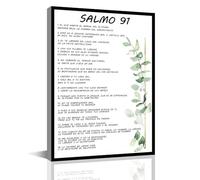 Salmo 91 en español para pared Arte de pared con versículo bíblico Escritura Salmo 91 enmarcado Cuadro bíblico de lienzo Pintura cristiana para sala de oración, oficina, sala de estar Decoración