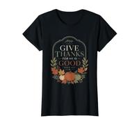 Salmo Cristiano de otoño 107 Cita de fe de Acción de Gracias Camiseta gráfica económica, Mujer, Negro, L