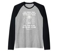 Salmo de Las Escrituras Cristianas Salmo 23 4 Cita de Fe Verso de la Biblia Camiseta Manga Raglan