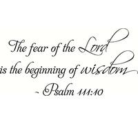 Salmón artístico de pared de Escritura 111:10 El miedo del Señor es el comienzo de la sabiduría. Adhesivo de pared inspirado en versículos de la Biblia, nuestros inspiradores cristianos están hechos en los Estados Unidos.