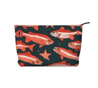 Salmon - Bolsa de maquillaje de pana para viajes, organizador de artículos de aseo, Black, Talla única