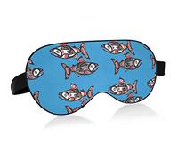 Salmon Fish Native American Style On Blue Eye Masks Cover Blocks Light Sleep Mask Shade Cover Blindfold Relajante Eyeshade Cover con correa ajustable para la cabeza para hombres, mujeres y niños
