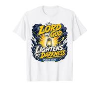 Salmos 18 29 Señor Dios Aligeró Mi Oscuridad Biblia Católica Camiseta gráfica económica, Hombre, Blanco, XL