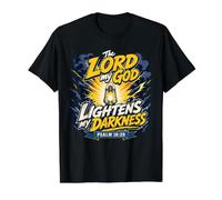 Salmos 18 29 Señor Dios Aligeró Mi Oscuridad Biblia Católica Camiseta gráfica económica, Hombre, Negro, S