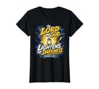 Salmos 18 29 Señor Dios Aligeró Mi Oscuridad Biblia Católica Camiseta gráfica económica, Mujer, Negro, XS