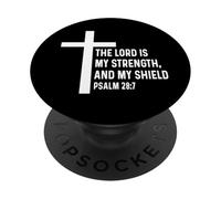Salmos 28 7 Dios Jesús Señor Escudo de Fuerza Cristiana PopSockets PopGrip Adhesivo