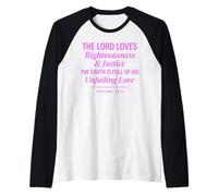 Salmos 33:5 Justicia Justicia Amor inquebrantable Versículo de la Biblia Camiseta Manga Raglan