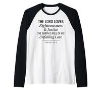 Salmos 33:5 Justicia Justicia Amor inquebrantable Versículo de la Biblia Camiseta Manga Raglan