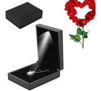 Salmue - Caja de regalo de joyería con luz LED, collar de pulsera, anillos, colgante, funda de almacenamiento para propuesta de boda, compromiso, San Valentín, favores de cumpleaños, colgantes