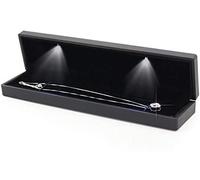Salmue - Caja de regalo de joyería con luz LED, collar pulsera anillos colgante caja de almacenamiento para propuesta de boda compromiso de San Valentín favores cumpleaños encantos (collar)