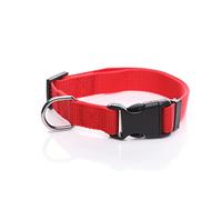 SALO Collar de nailon para perro, collares ajustables para perros medianos y grandes, 1 pulgada de ancho (3/4 x 14-21 pulgadas, rojo)