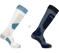 Salomon - Calcetines de esquí - Socks S/Access 2-Pack Copen Blue/Egret de Lana - Talla 42-44 - Azul Azul 42-44